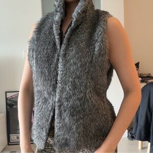 Women's Gray Faux Fur Vest